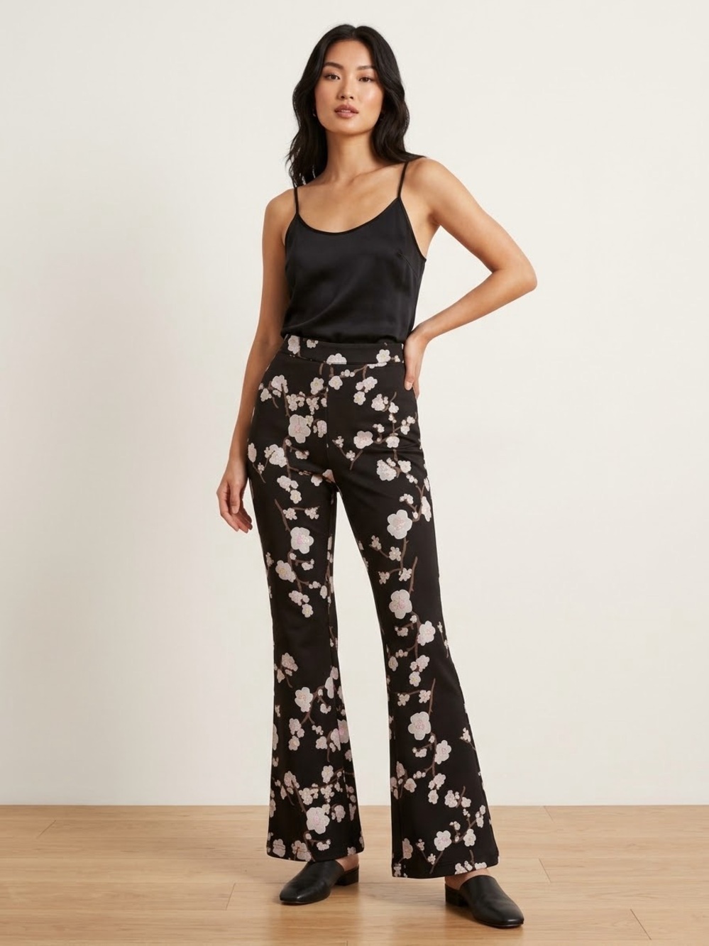 DRYING Cynthia Rowley Cherry Blossom Bonded Fit & Flare Pants Size 10